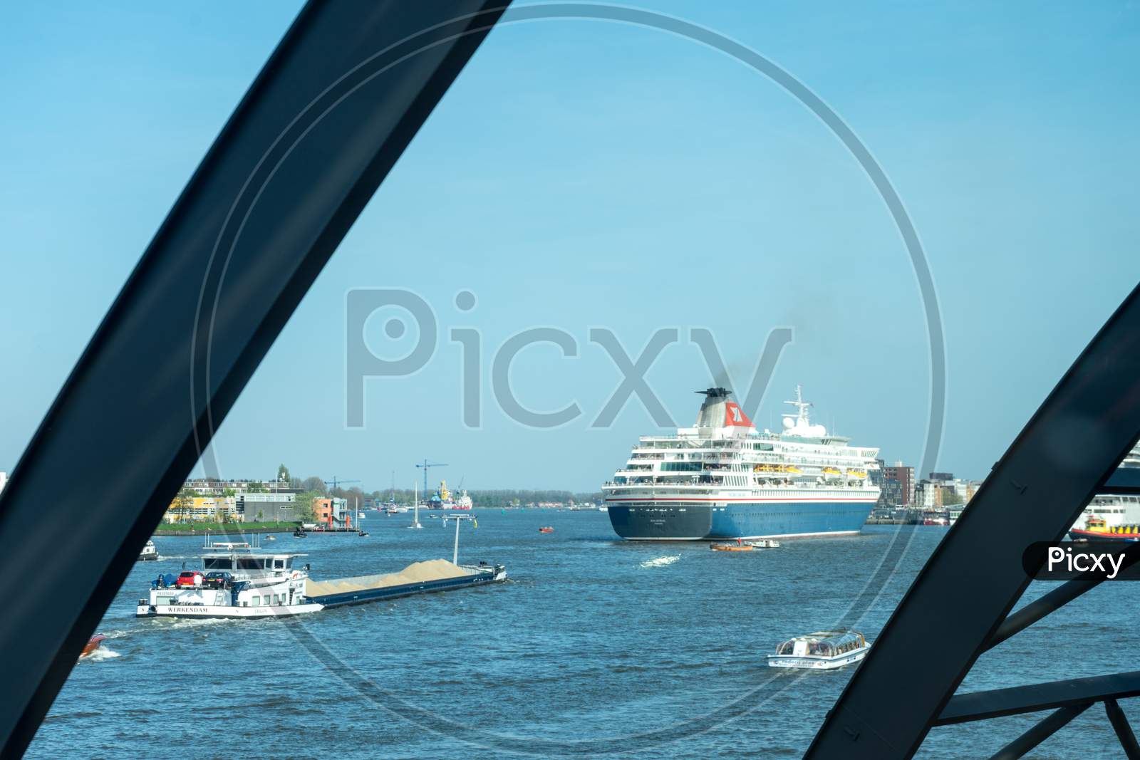 Netherlands,Amsterdam - 21 April 2017:  Cruise Ship At The Port Of Amsterdam