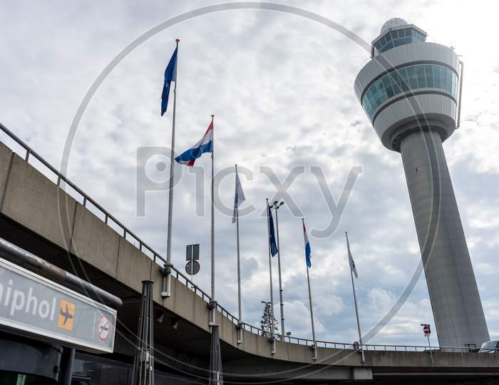 Netherlands, Hague - 30 March 2018:  Entrance Of Amsterdam Airport Schiphol,