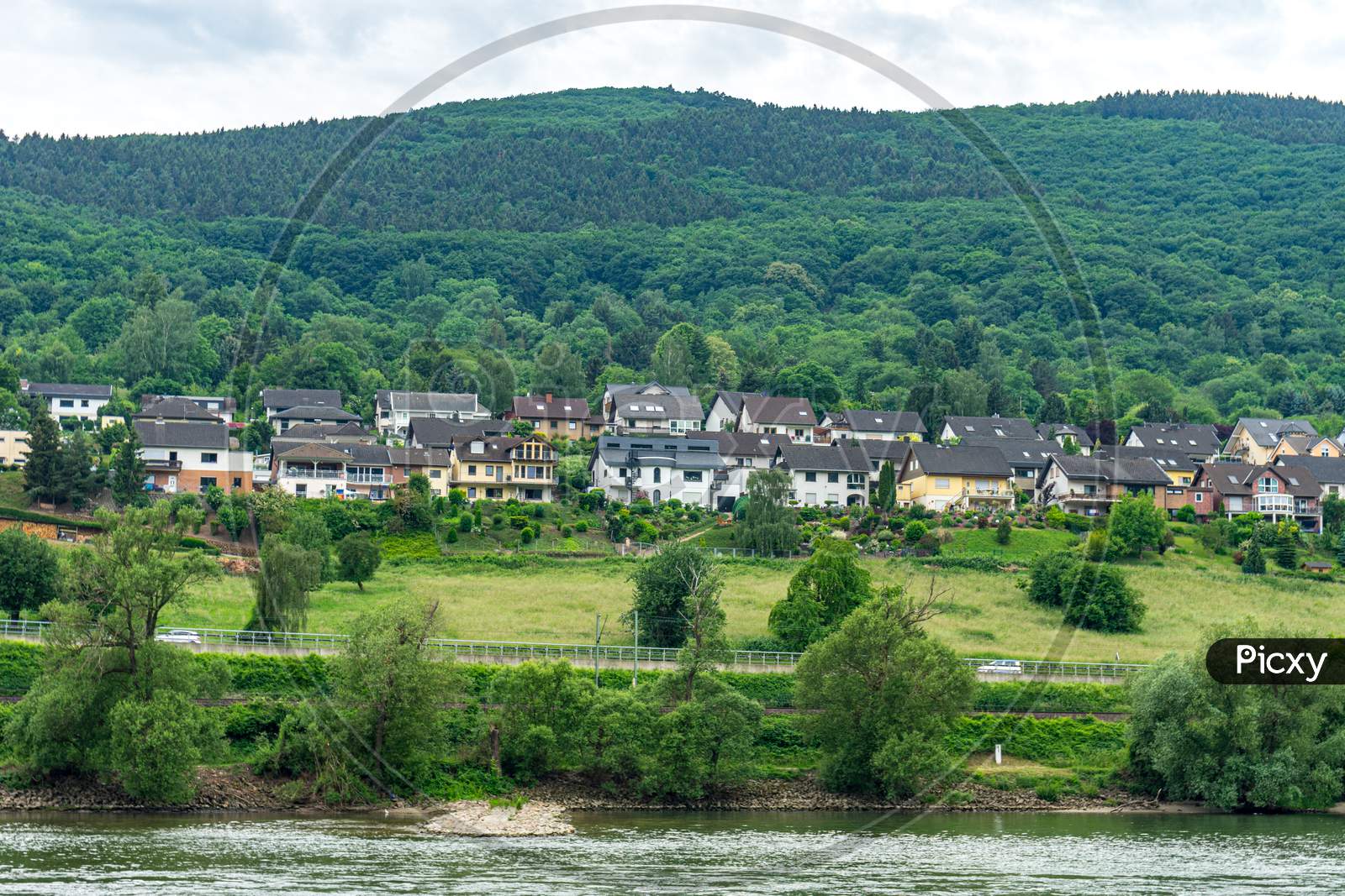 Image of Germany, Rhine Romantic Cruise, A Train On A Lush Green ...