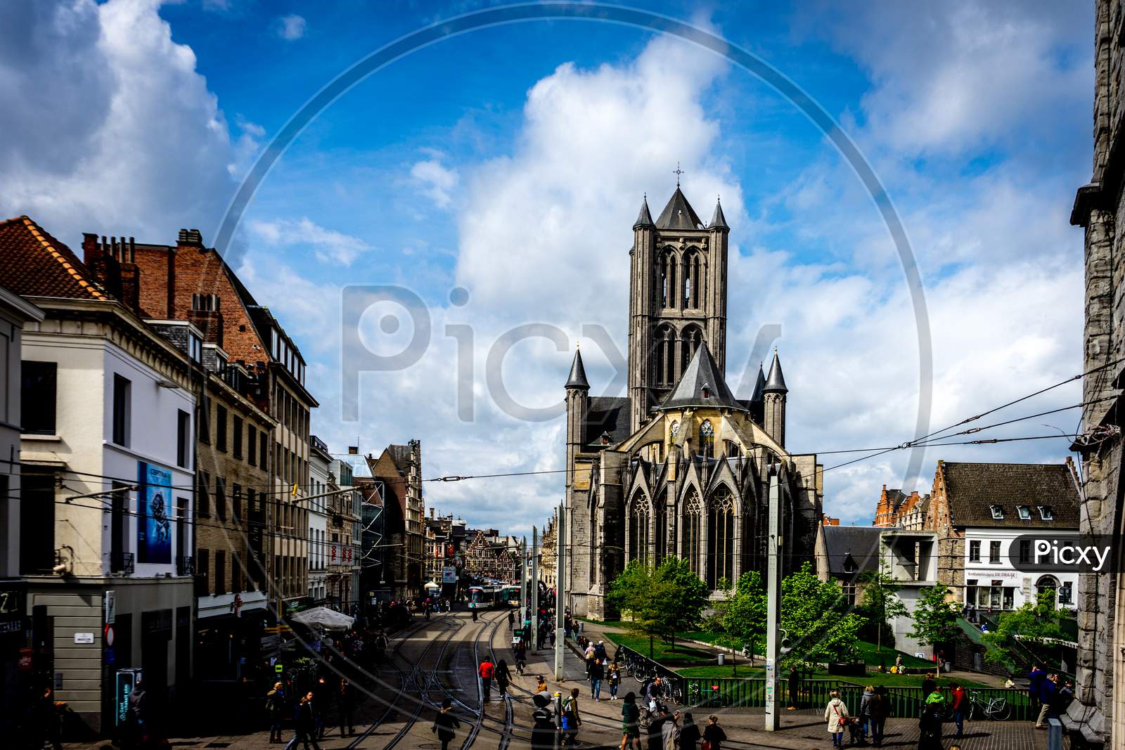 A View Of The Saint Nicholas Church, Ghent, Belgium On A Bright Summer Day