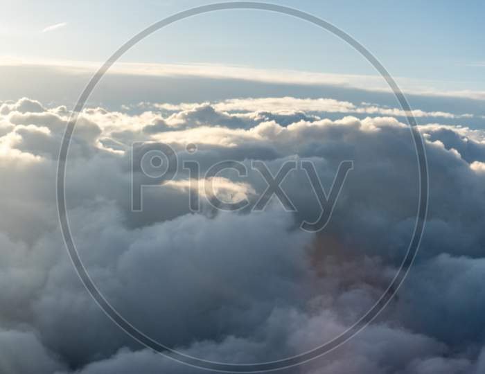 View From The Sky, Cloud, A Group Of Clouds In The Sky