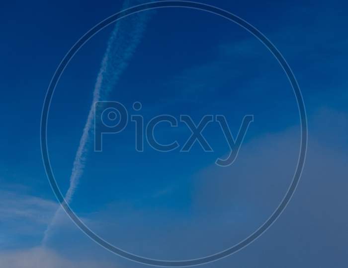 View From The Sky, Cloud, A Plane Flying In The Sky