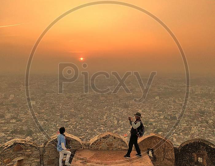 A beautiful sunset from nahargarh fort, Jaipur.