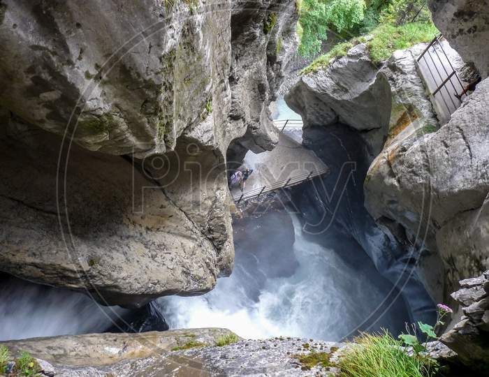 Switzerland, Lauterbrunnen, Scenic View Of Waterfall