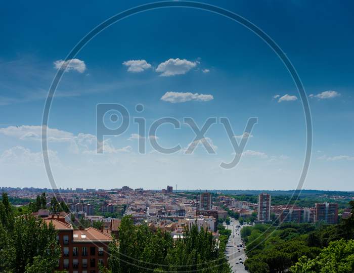 Spain, Madrid, High Angle View Of Townscape Against Sky