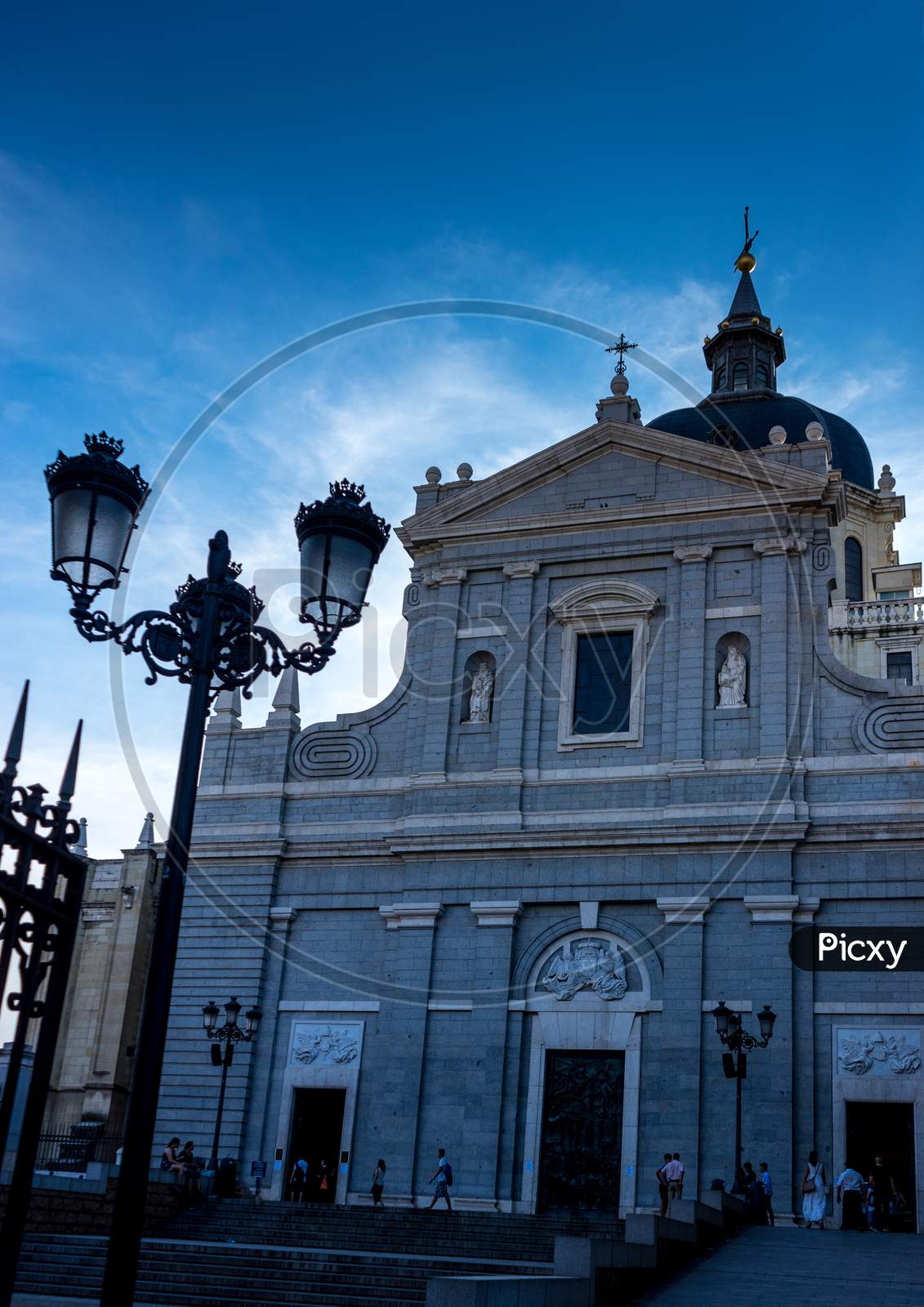 Spain, Madrid, Low Angle View Of The Almudena Cathedral, Church