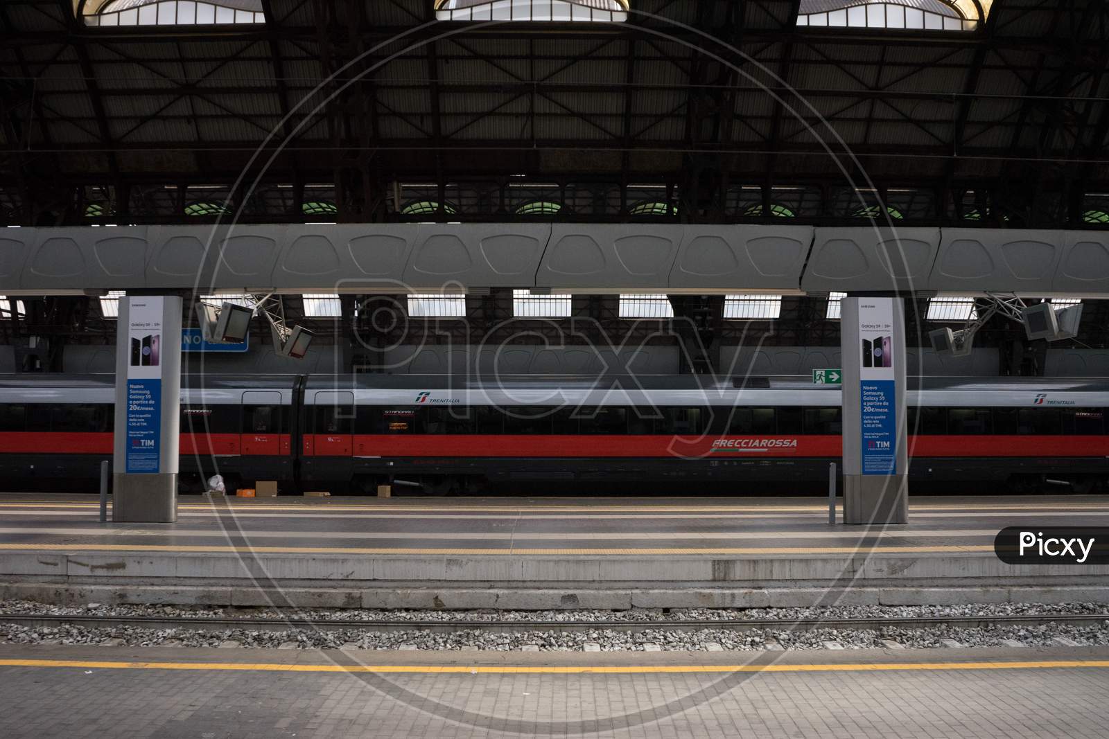 Menaggio, Italy-April 2, 2018: Frecciarosa Train At Milan Central Railway Station