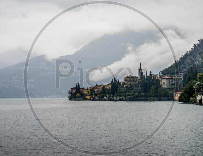 Italy, Varenna, Lake Como, View Of City Across The Lake