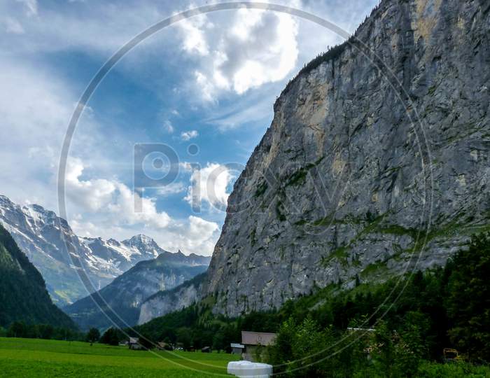Switzerland, Lauterbrunnen, Scenic View Of Mountains Against Sky