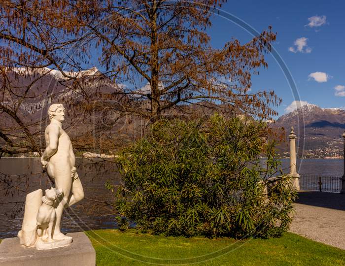 Bellagio, Italy-April 1, 2018: Statue Of Meleagro By G.Della Porta 16Th Century At Giardini Di Villa Melzi