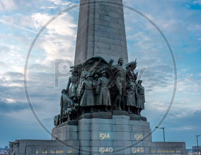 The Pillar Of Infantry Memorial At Place Poelaert In Brussels, Belgium, Europe
