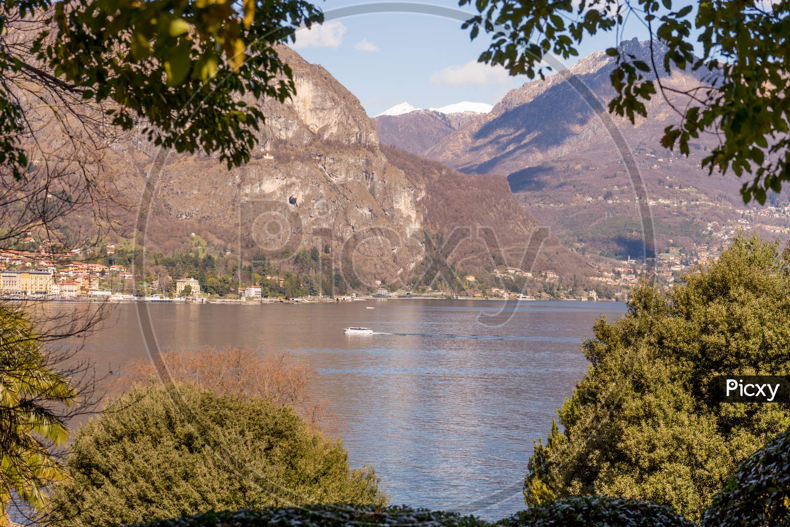Italy, Bellagio, Lake Como, Cadenabbia, Scenic View Of Lake And Mountains Against Sky