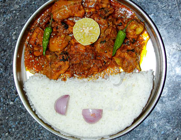 Rice with chiken masala