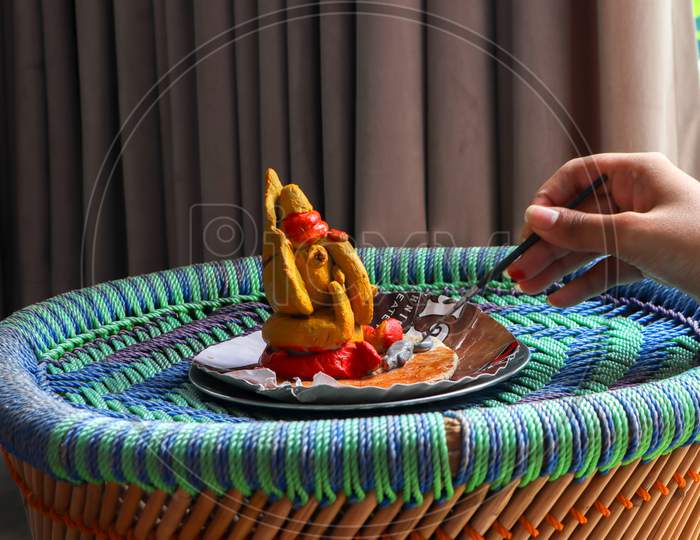 Making Colorful Ganesh Ji At Home.