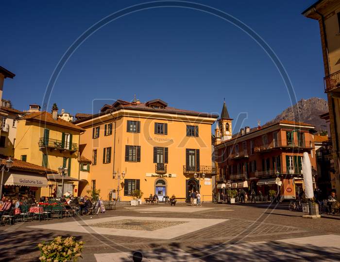 Menaggio, Italy-April 2, 2018: City Square At Menaggio, Lombardy