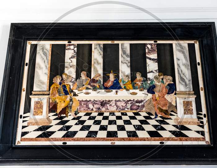 Bellagio, Italy-April 1, 2018:  Last Supper Painting In Chapel At Villa Melzi