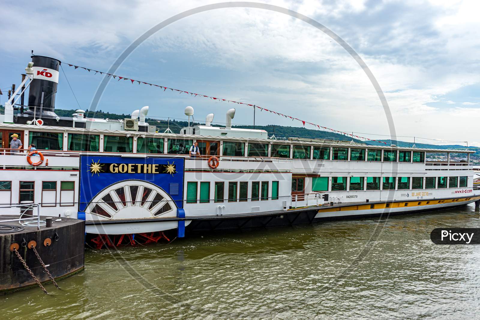 Frankfurt, Germany - 27Th May 2018: Goethe Cruise Boat On The Romantic Rhine River
