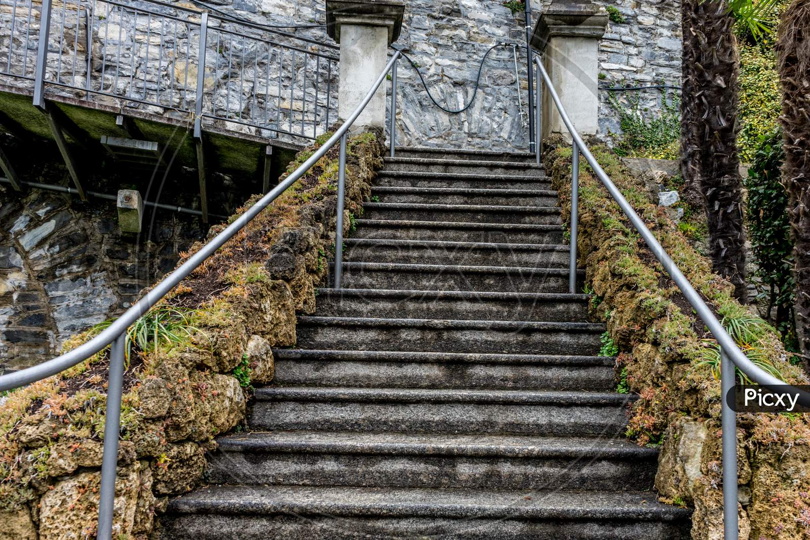 Italy, Varenna, Lake Como, A Close Up Of A Stone Steps