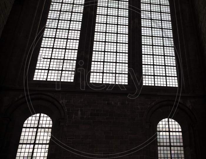Plain Curved Glass Windows In Interiors Of Saint Nicholas Church, Ghent, Belgium