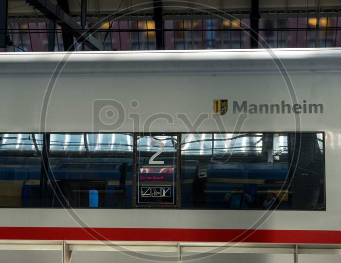 Netherlands,Amsterdam - 21 April 2017:  Ice Deutsche Bahn Train To Mannheim, Germany