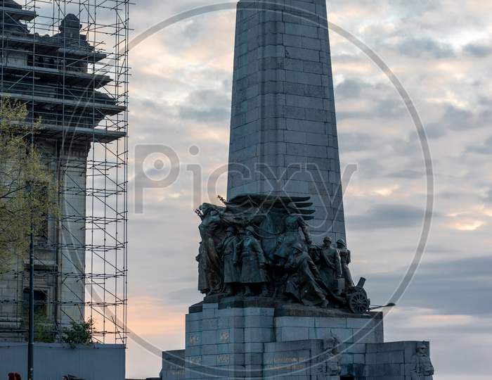 The Pillar Of Infantry Memorial At Place Poelaert In Brussels, Belgium