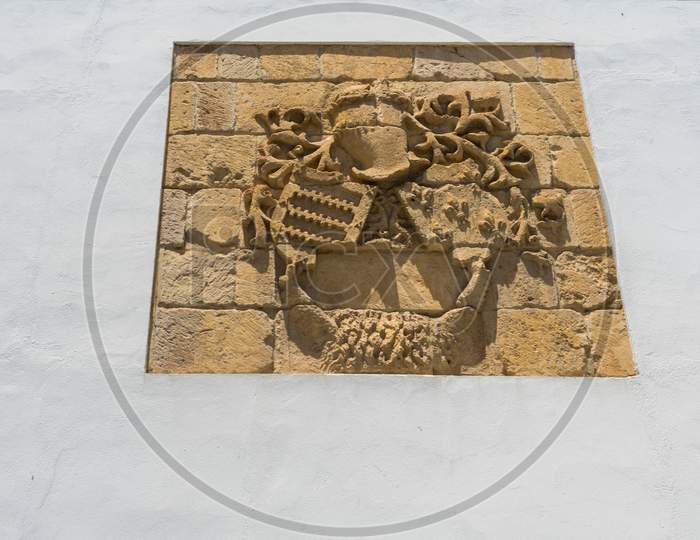 Spain, Cordoba, Low Angle View Of Carving On Wall