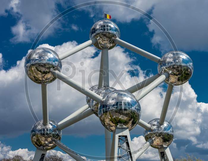 Steel Sphere Or Balls Against A Blue Sky