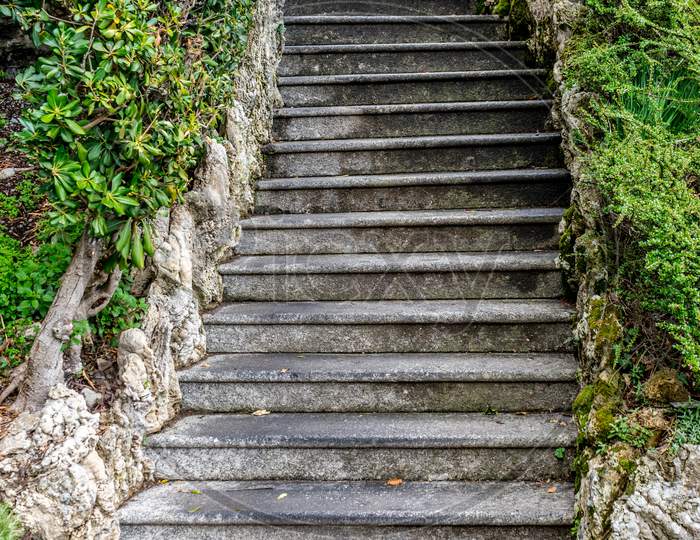 Italy, Varenna, Lake Como, Staircase By Footpath