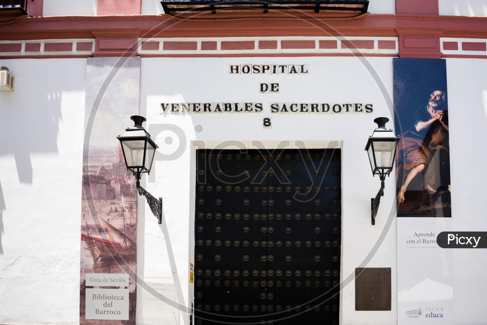 Seville, Spain, 18 June 2017: The Doors Of The Venerables Sacerdotes Hospital Are Closed