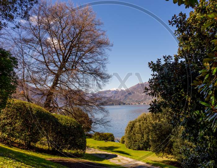 Italy, Bellagio, Lake Como, Scenic View Of Lake Against Clear Sky