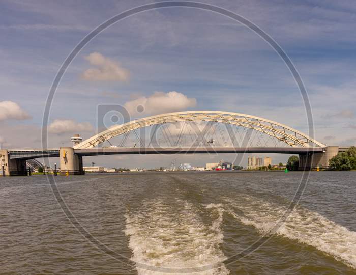 Netherlands, Rotterdam, The Van Brienenoord Bridge (Dutch: Van Brienenoordbrug) Is A Large Twin Tied-Arch Motorway Bridge In The Netherlands
