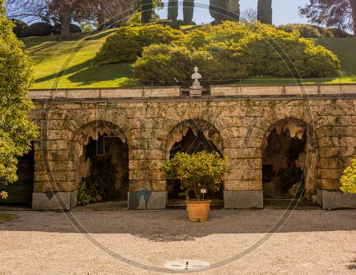 Bellagio, Italy-April 1, 2018: The Garden At Villa Melzi