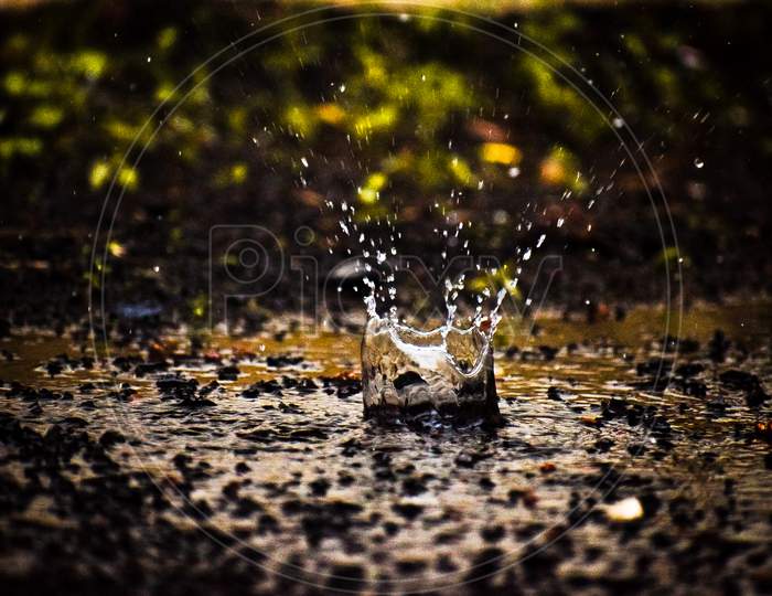 Splash of rain water drop.