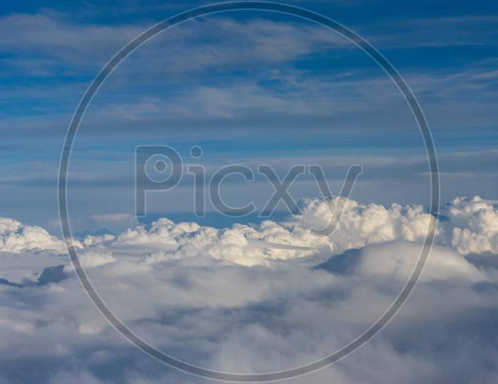 View From The Sky, Cloud, A Group Of Clouds In The Sky