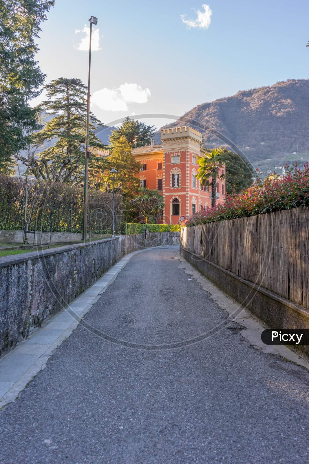 Lecco, Italy-April 1, 2018: Path Leading To A Villa At Lecco, Lombardy