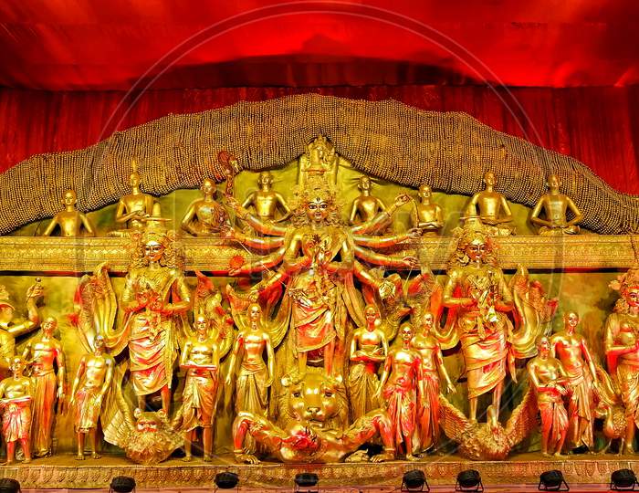 Golden statue of durga