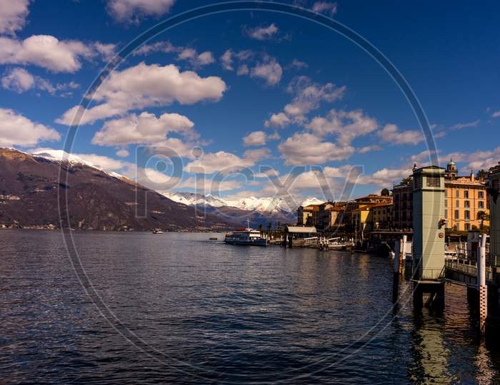 Bellagio, Italy-April 1, 2018: The Quay Waterfront At Bellagio Village, Lombardy, Italy