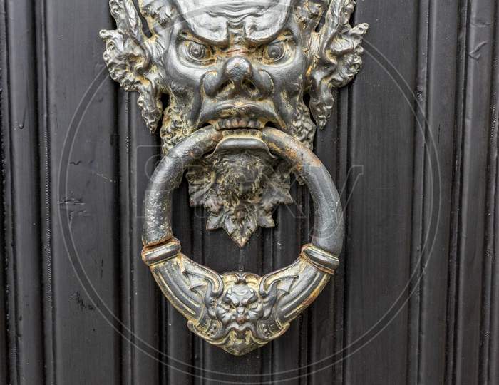 Italy, Varenna, Lake Como, A Close Up Of A Door With A Knob