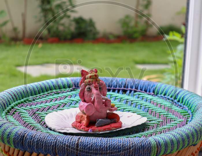 Colorful Home Made Lord Ganesha Statue.
