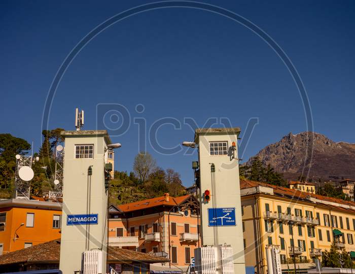 Menaggio, Italy-April 2, 2018: The Dock At The Waterside Quay, Lombardy