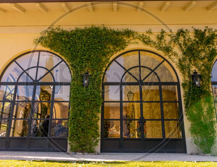 Lecco, Italy-April 1, 2018: Windows At Famous Villa Del Balbianello At Lecco, Lombardy
