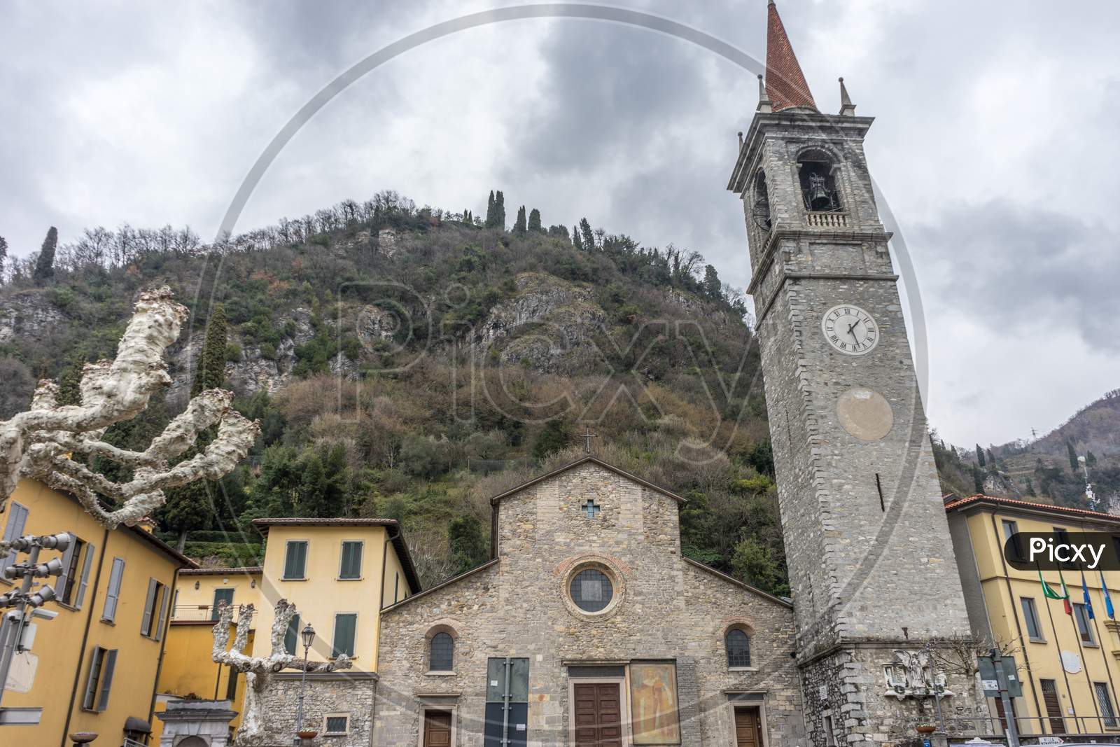 Varenna, Italy - March 31, 2018: The Church Of Saint George In Varenna, Italy