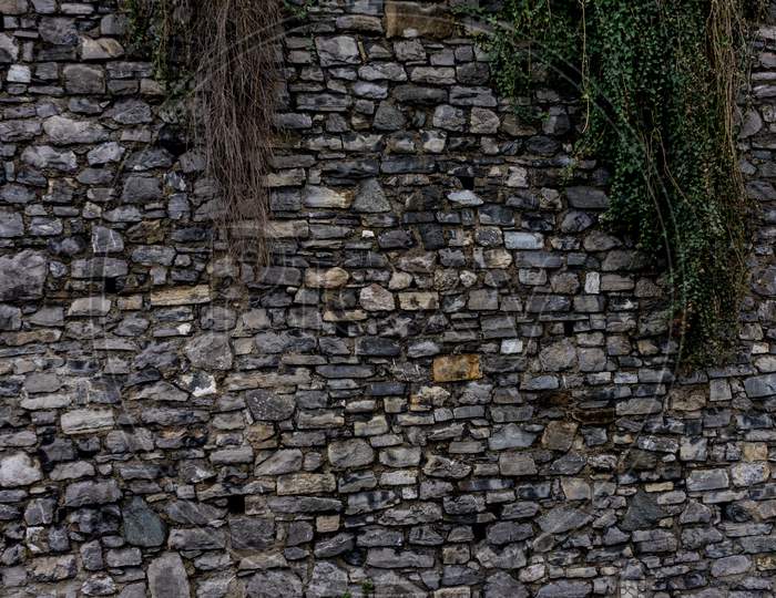 Italy, Varenna, Lake Como, Full Frame Shot Of Stone Wall