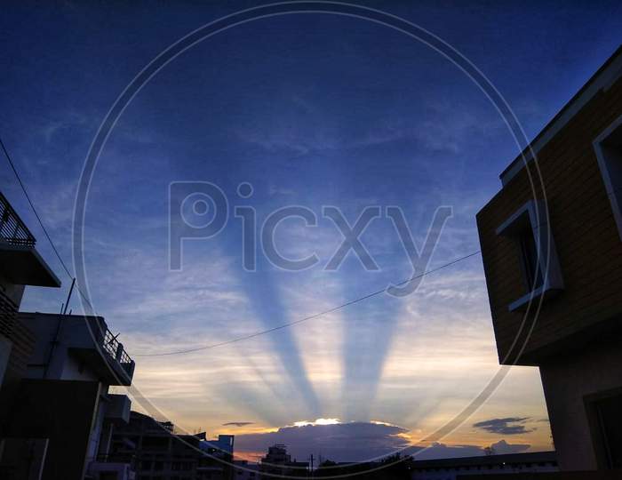 Rays in the evening sky