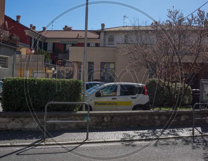 Menaggio, Italy-April 2, 2018: The Italian Post Service Office, Posteitaliane, Lombardy
