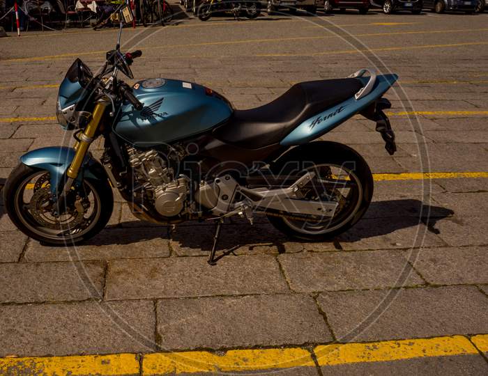 Menaggio, Italy-April 2, 2018: Motor Bike Honda Sprint Parked On The Road