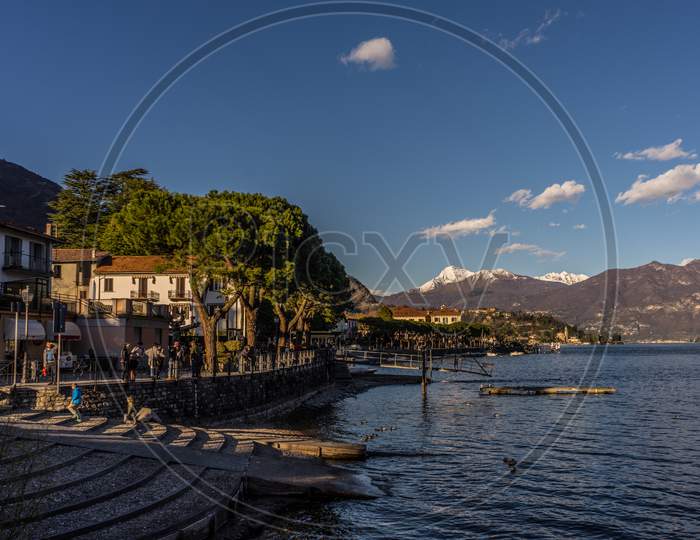 Lecco, Italy-April 1, 2018: Waterfront Quay At Lecco, Lombardy