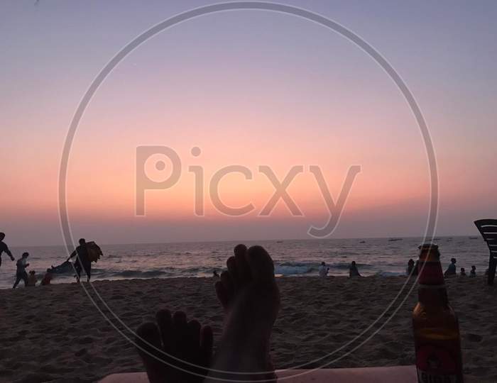 Sunset, Sea Breeze Beach, Calangute, Goa