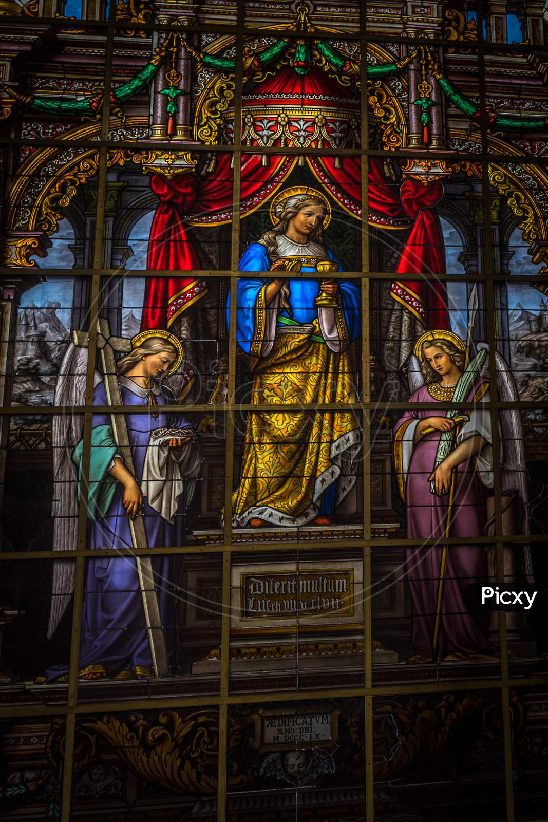 Painted Glass In The Interiors Of Saint Nicholas Church, Ghent, Belgium