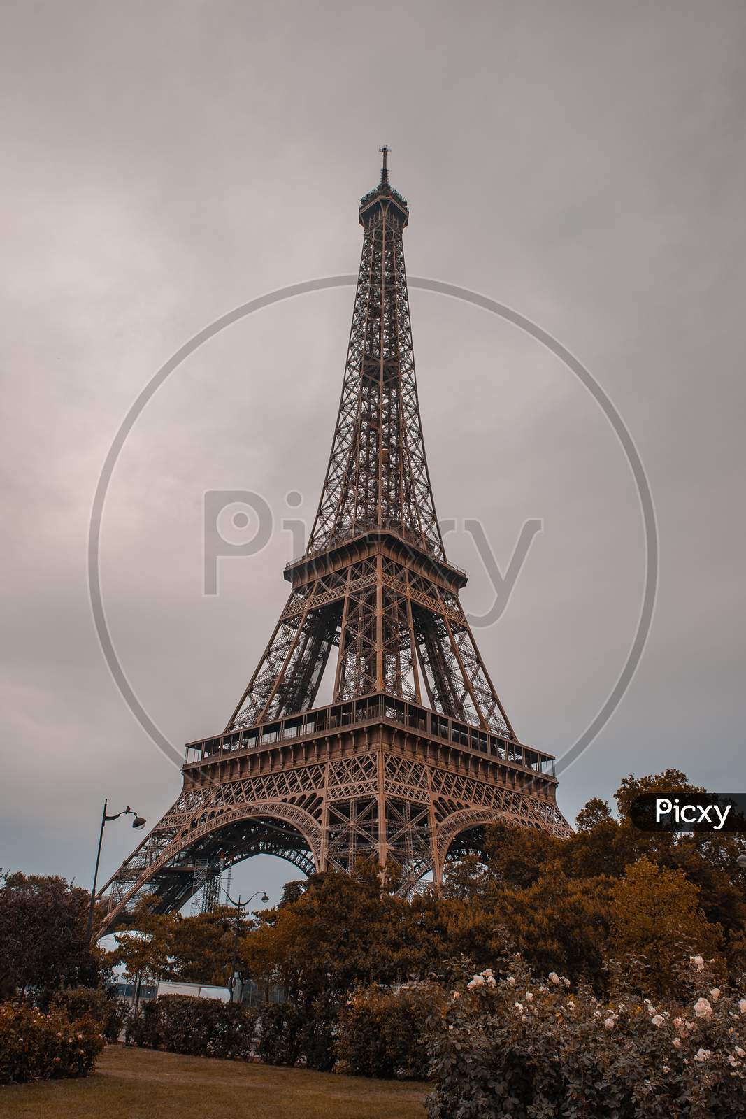 Eiffel tower view fall colors Paris